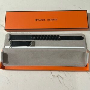 NEW Hermes Apple Watch Band Black 41mm Double Tour Leather Link in box ribbon